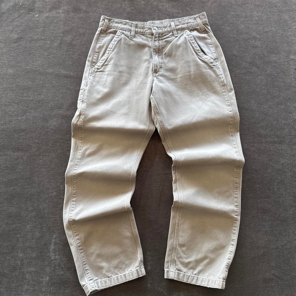 Carhartt Y2K Cream Baggy Jeans Mens 32 Canvas Carpenter Work Pants Tan Vintage